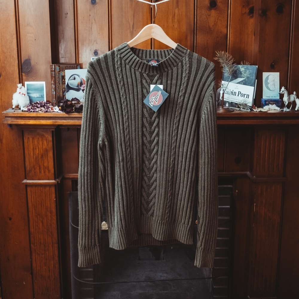 100% Cotton Nick Danger “Von Maur” Deep Alpine Green Geometric Sweater